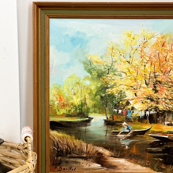 Vintage signed oil painting landscape - Picture 3 of 10